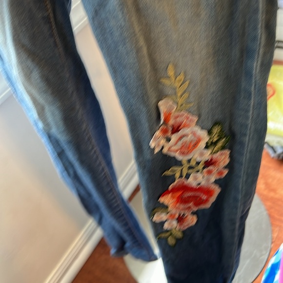 Machine Jean embroidered overalls size small 27 - Picture 4 of 9